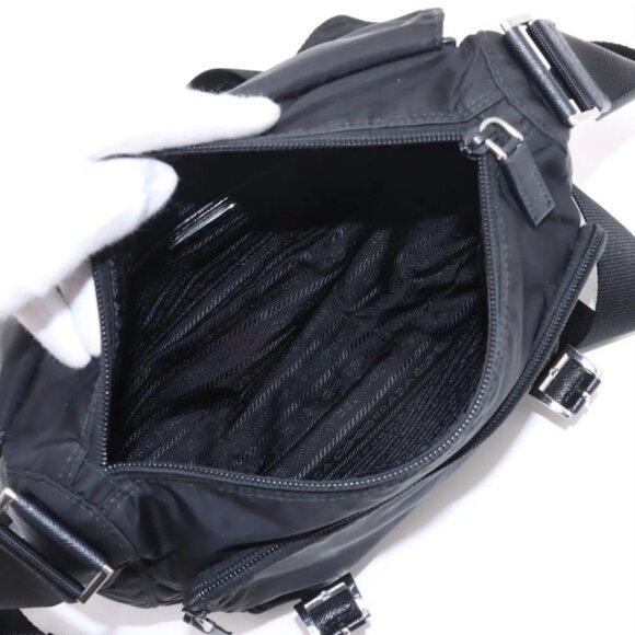 Prada Tessuto Nylon Leather Shoulder Bag Black - Picture 6 of 16